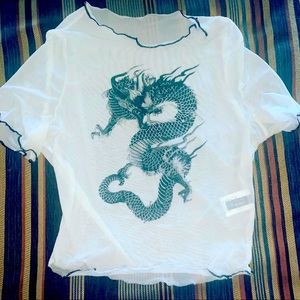 White dragon cropped shirt
